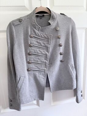 Express Light Gray Military-Inspired Button Jacket